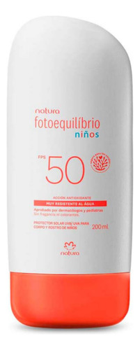 Protector Solar Natura Para Niños Fps50 Resistente Al Agua