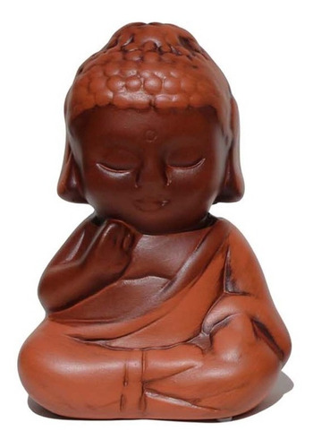 Buda Hindu Tibetano Tailandês Marrom Em Cerâmica Com 17cm