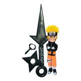 Kit Naruto + Boneco + Adaga Escrita + Shuriken + Colar