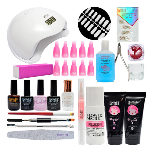 Kit Completo Polygel Lampara 48 Watts Esmalte Permanente