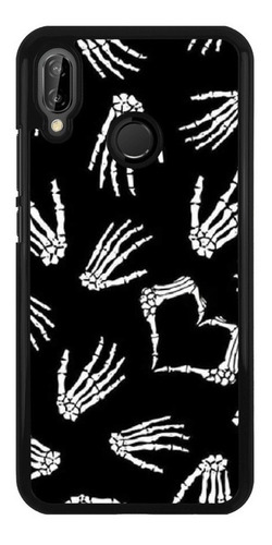 Funda Protector Para Huawei Calavera Manos Señas Corazon