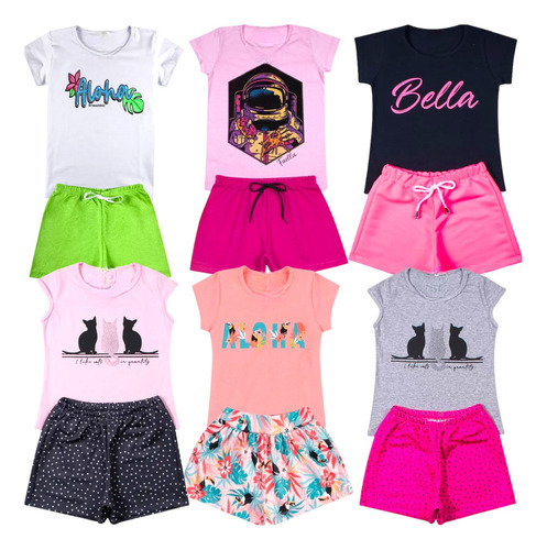 Kit Infantil Menina 8 Peças 4 Conjuntos Menina Feminino