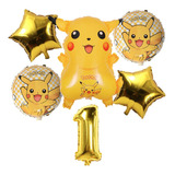 Padrisimo Paquete 6 Globos De Picachu Numero Fiesta Evento 