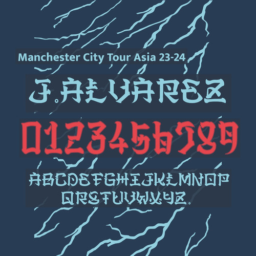 Tipografía Manchester City Tour Asia 23-24 Y Editable  