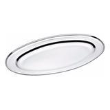 Kit 25 Travessa Bandeja 25cm Aço Inox Porção Oval Batata