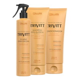 Shampoo + Condicionador + Fluido Para Escova Trivitt 