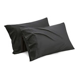 Fundas De Almohada De Bambu 2pzas Tamaño Queen Color Negro