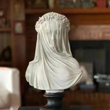 Estatua De Busto De Doncella Velada, Gótica, Abstracta, Blan