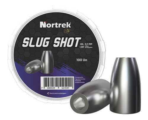 Chumbinho Nortrek Elite Slug Shot 5,5mm C/100 Un Pesado