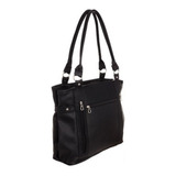 Cartera Shopper Kalton Bags 9025 Diseño Lisa De Cuero Sintético  Negra Asas Color Negro