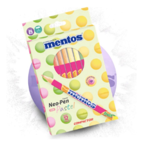 Kit Canetinha Mentos Compactor Hidrocor Pastel 12 Cores 