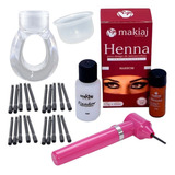 Kit Sobrancelhas Mini Mixer Misturador Para Pigmento E Henna Cor Castanho Escuro