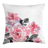 Ambesonne Watercolor Throw Pillow Cushion Cover, Roses In Ab