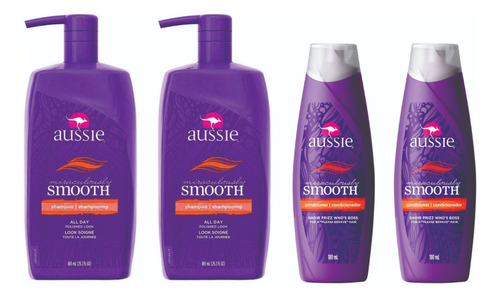 Kit Aussie Smooth 2 Shampoo 865ml Cada E 2 Cond 400 Ml Cd