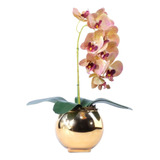 Arranjo De Orquídea Artificial Outonada Em Vaso Dourado Mila