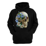 Sudadera Hoodie Macabra Con Calavera Y Flores Skull Flowers