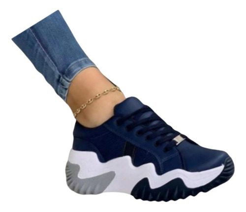 Sneakers Cuña Mujer Casual Plataforma Tallas Grandes