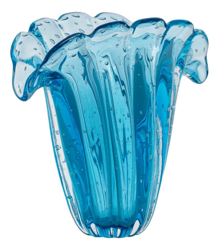 Vaso Artesanal Aquamarine Produzido Em Cristal Murano
