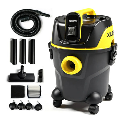 Aspiradora Seco Mojado Xiudeen 4GAL (15L) 1500W (Potencia Real) 127 V 60 Hz Filtro HEPA con Accesorios – Compacta para casa, taller y carro XD15L Negro\u002FAmarillo | Envío gratis