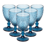 Set 6 Copas De Vidrio 300ml Cóctel Vino Vintage Cristal Color Estilo Diamenteazul