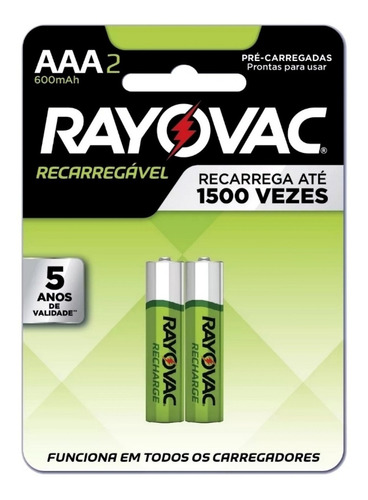 Kit 5 Cartelas Pilha Recarregavel Rayovac Aaa Palito Evolta