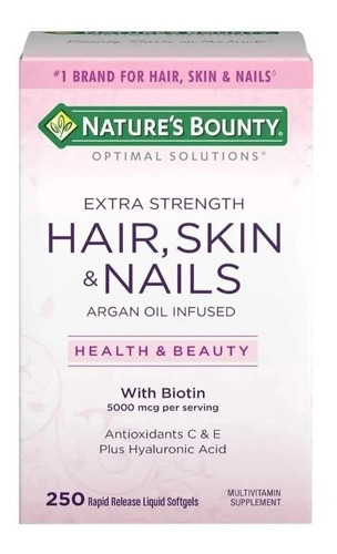 Natures Bounty Pelo Piel Y Uñas 250 Caps Con Biotina Y Vitam