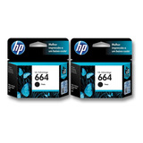 Kit 2 Cartucho Hp 664 F6v29ab Preto Ink Advantage 3786 3788