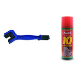 Cepillo Limpia Cadena Bicicleta Moto + Lubricante Aerosol