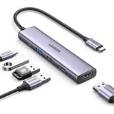 Adaptador Usb-c Hub 5 En 1, 1 Hdmi 4k, 3 Usb, 1 Type-c 100w