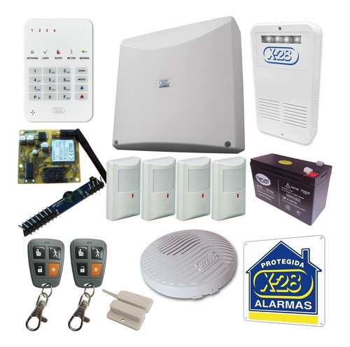 Kit Full Alarma Domiciliaria X-28 Casa  Celular Sms Gsm