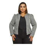 Blazer Casaco Tweed Plus Size Quentinho Confortável