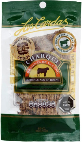 Charqui Las Cardas Vacuno Proteína 1/2 Kilo (5 Unid 100 Grs)