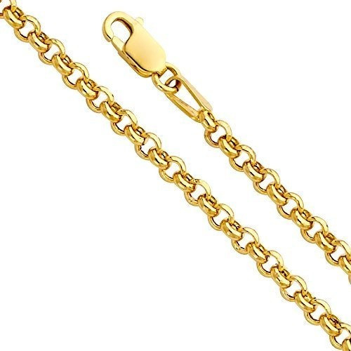 Pulsera Clásica De Cadena De Oro Amarillo De 14 K