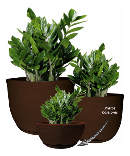 Kit 3 Vasos Para Plantas Casa Jardim Decor Luxo Premium 