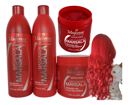 Kit Matizador Marsala Intensificador Tons Vermelhos Maycrene