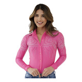 Body Proteção Uv Tecido Padra Country City Original Pink