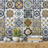 Papel De Parede Azulejo Para Cozinha Português Lavável Ref03