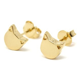 Aretes De Gato Gatito En Chapa De Oro De 22k