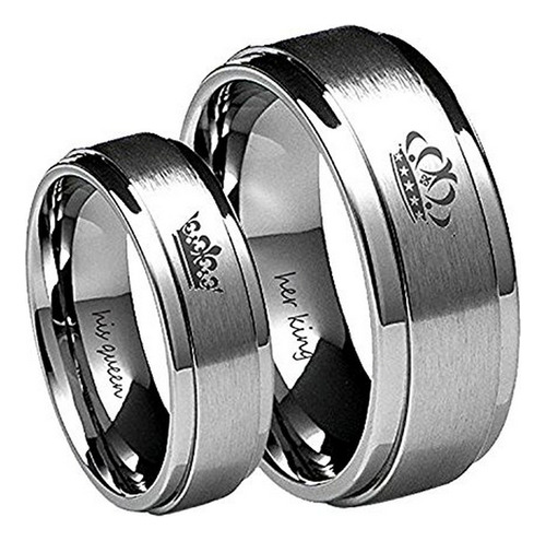 Anillos Promesa Acero Plata Pareja