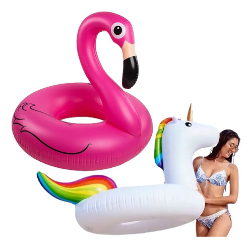 Boia Inflável Flamingo Unicórnio Grande Piscina 120cm - Snel