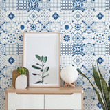 Vinil Decorativo Tapiz Diseño Mexicano Wallpaper Autoadhesiv Color Talavera Poblana