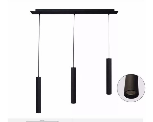 Lampara Colgante Moderno 3 Luces 40cm Negro Led Gu10 Vg