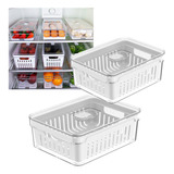 Kit 2 Potes Organizadores De Geladeira Verduras Frutas Clear