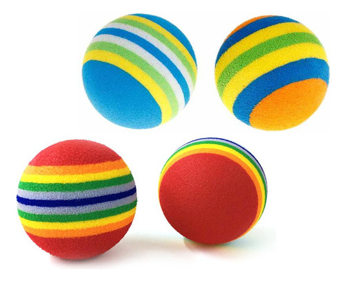 Juguete Pelota Multicolor Arcoiris Gatos Goma Eva Pack X4