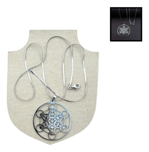 Cubo Metatron Collar Hombre Y Mujer Amuleto Joyería Acero 