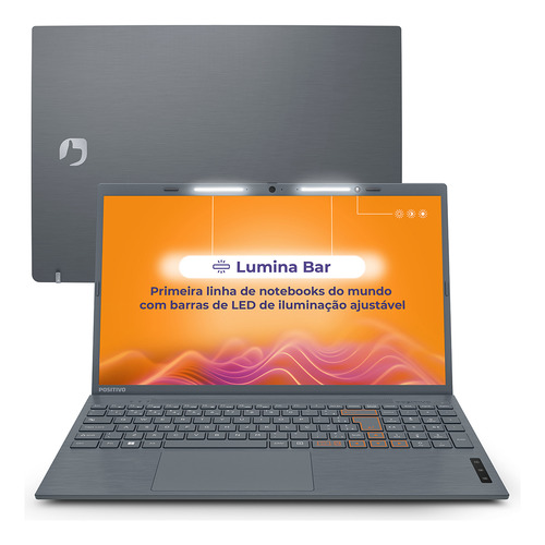 Notebook Positivo Vision C15 Lumina Bar Celeron, 8gb 256gb Emmc, Tela 15 Polegadas Hd Antirreflexo, Linux, Tecla Link, Cinza