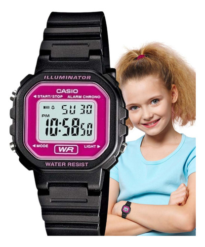 Relógio Casio Infantil Feminino Preto La-20wh-4adf