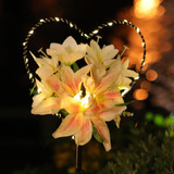 Luces Solares De Jardín Corazón Con Flores Lirio Blanco