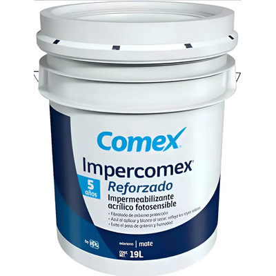 Impermeabilizante Acrílico Fibratado Comex Blanco Mate para Techos, 19 L | Meses sin interés