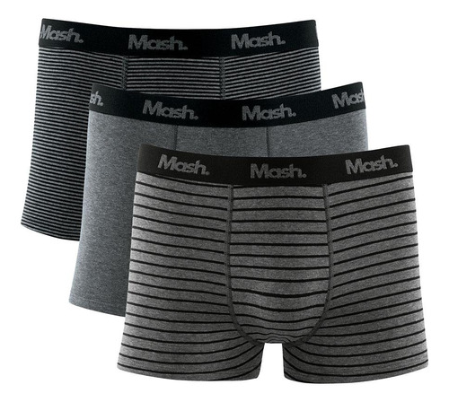 Kit 3 Cuecas Mash Boxer Cotton Listras